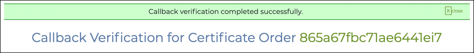Callback verification completed successfully