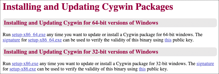 Cygwin packages