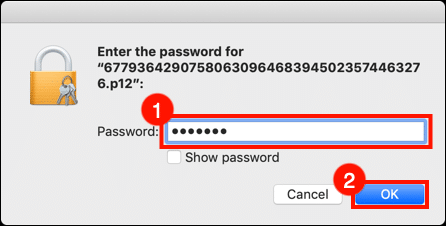 Enter PFX password
