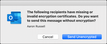 Missing encryption certificate