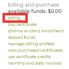 Billing and Purchase (billing highlighted)