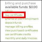 Billing and Purchase (buy certificate highlight)