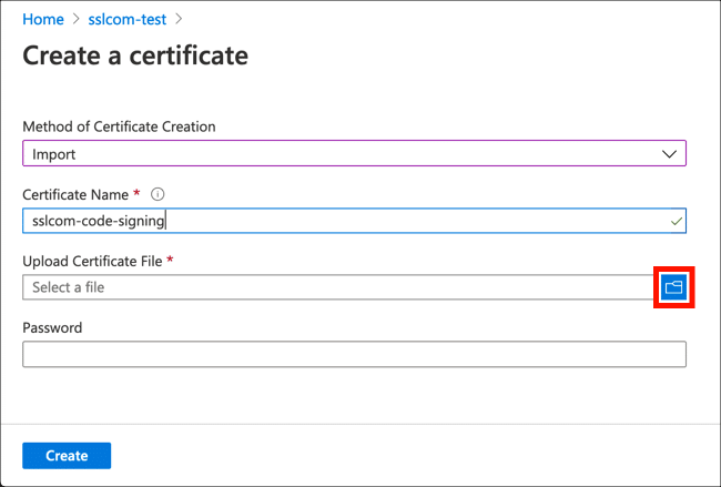 Upload certificate file