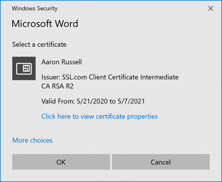 select certificate