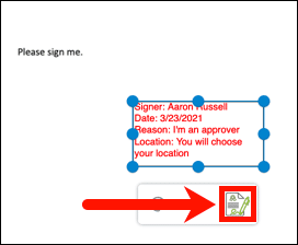 Send digital signature